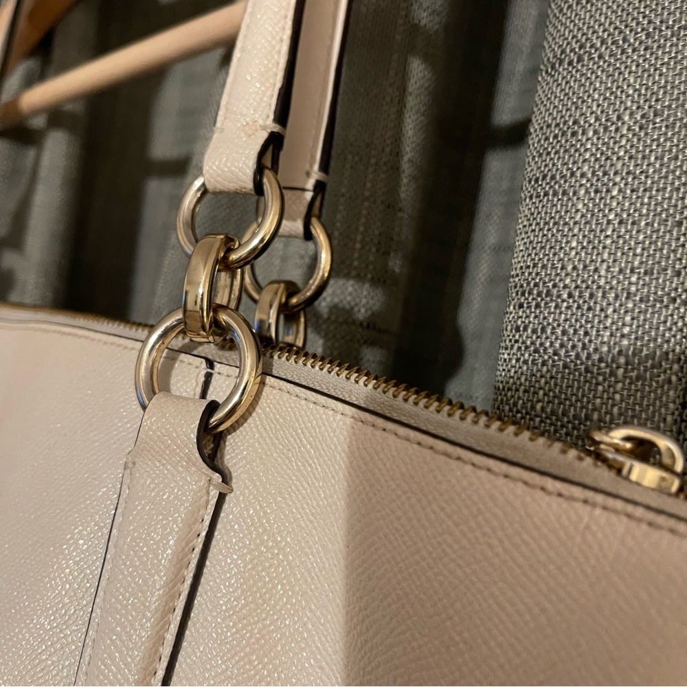 Coach Ava Beige/Shimmer Leather Vintage Tote Bag - Picture 14 of 16